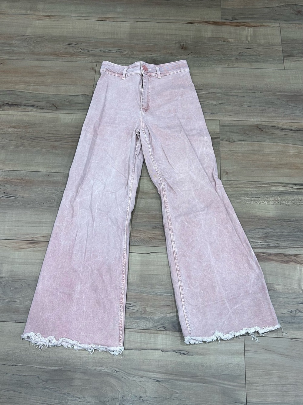 Zara Pale Pink High-Rise Wide Leg Jeans